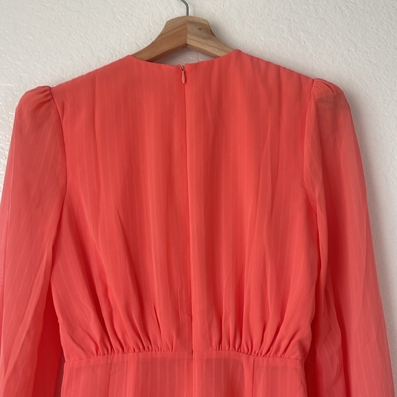 NBD Arijana Coral Orange Front Keyhole Long Sleeve Mini Dress - Picture 6 of 11